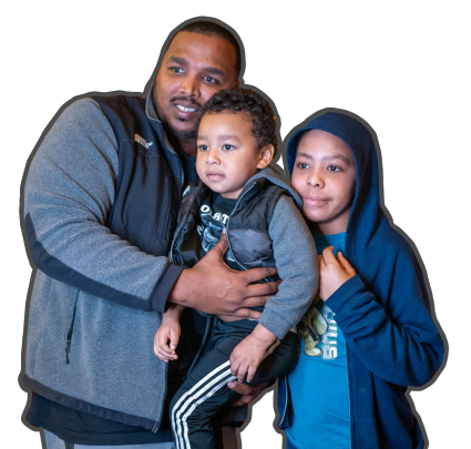 Black family smiling together