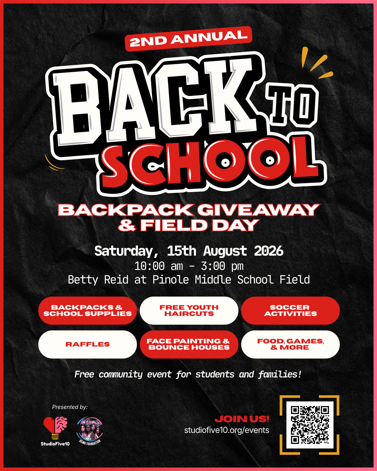 2nd Annual Back-to-School Backpack Giveaway & Field Day